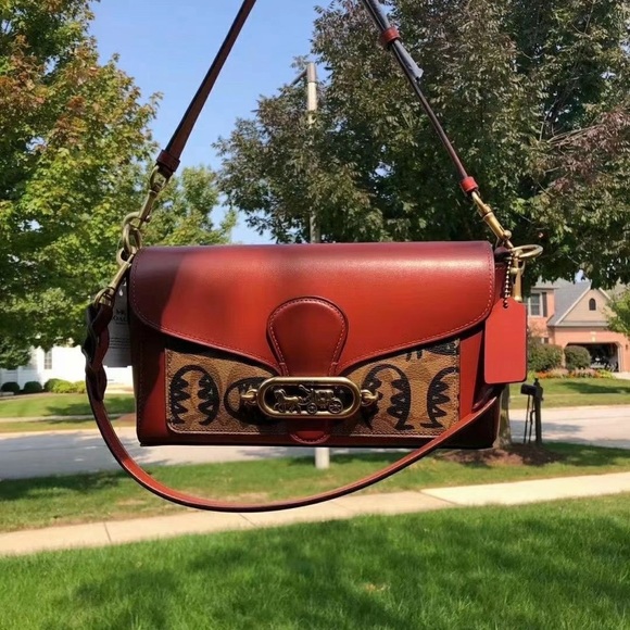 NWT COACH Guang Yu JADE SIG CC REXY Print Flap Shoulder X-body Bag Leather $398 - Picture 5 of 12